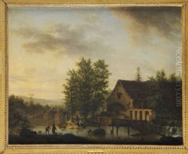 Paysage Au Moulin A Eau Oil Painting by Francois-Leonard Dupont