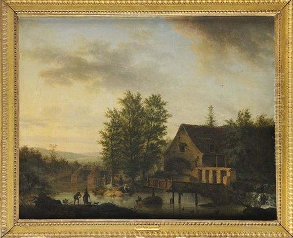 Paysage Au Moulin A Eau Oil Painting by Francois-Leonard Dupont