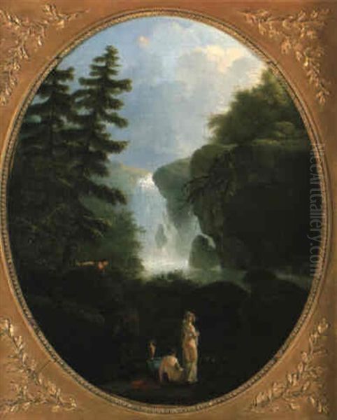 Baigneuse A La Cascade Oil Painting by Francois-Leonard Dupont