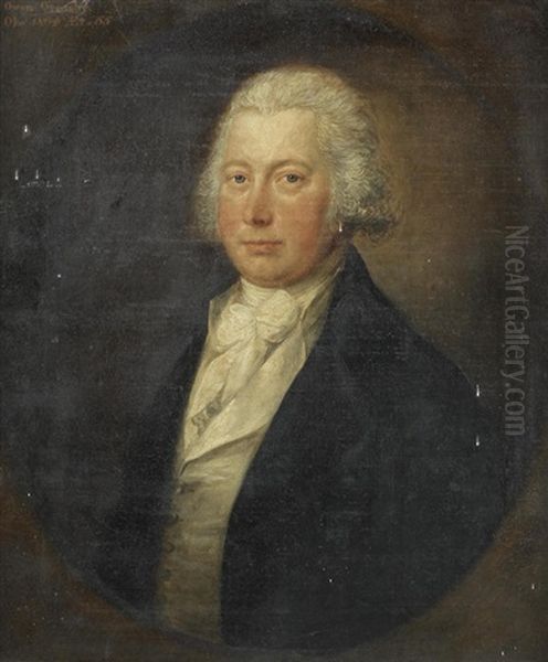 Portrait Of Owen Ormsby, Bust-length, In A Dark Coat, Within A Painted Oval Oil Painting by Gainsborough Dupont