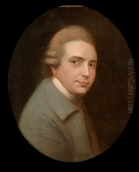 Portrait Of Actor John Henderson, In A Light Blue Jacket With A White Neckerchief Oil Painting by Gainsborough Dupont