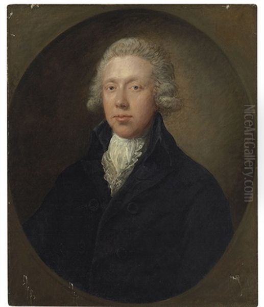 Portrait Of A Gentleman, Traditionally Identified As Samuel Kilderbee, Bust-length, In A Black Coat And White Lace Collar Oil Painting by Gainsborough Dupont