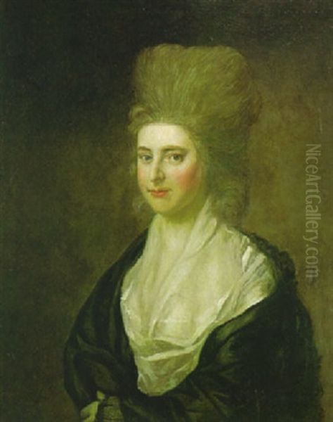 Brustportrait Einer Jungen Frau In Weisem Kleid Und Schwarzer Stola Oil Painting by Gainsborough Dupont