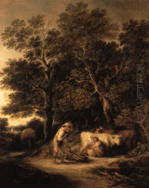 Rural Courtship Oil Painting by Gainsborough Dupont