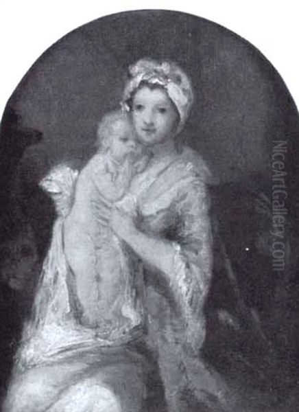 Portrait Of Mother And Infant Oil Painting by Gainsborough Dupont