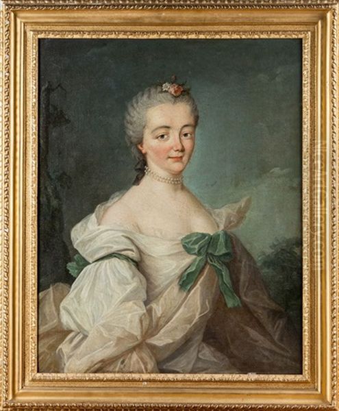 Portrait De Femme Au Collier De Perles Oil Painting by Louis Richard Francois Dupont