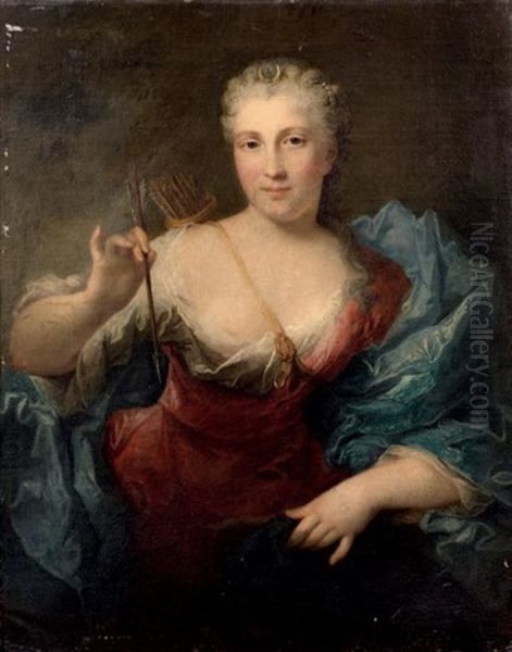 Portrait De Femme En Diane Oil Painting by Louis Richard Francois Dupont