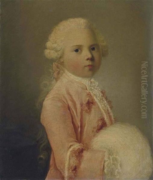 Portrait (de Louis-francois-xavier Duc De Bourgogne ?) A Sept Ans Oil Painting by Louis Richard Francois Dupont