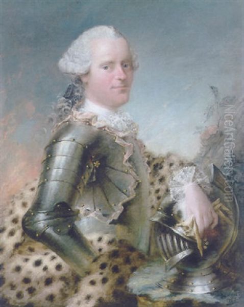 Portrait Of A Man In Armor Oil Painting by Louis Richard Francois Dupont