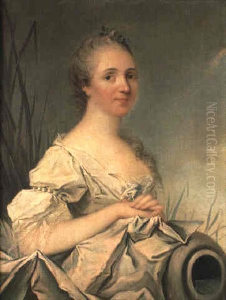 Portrait De Jeune Femme En Source Oil Painting by Louis Richard Francois Dupont