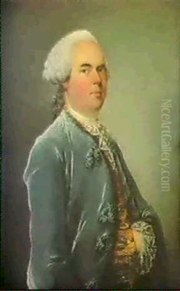 Portrait D'homme En Habit Bleu Oil Painting by Louis Richard Francois Dupont