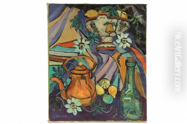 Still Life With Copper Kettle Oil Painting by Georgette Dupouy