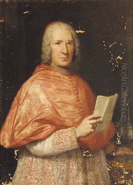 Portrait Of A Cardinal In Cardinals Robes, Holding A Letter At A Table Oil Painting by Giorgio Domenico Dupra