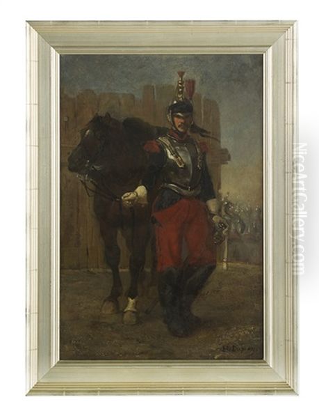 French Soldier With His Horse Oil Painting by Henri Louis Dupray