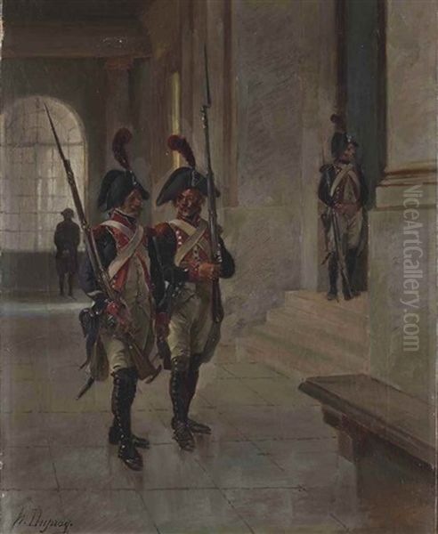 Deux Gardes Napoleoniens Oil Painting by Henri Louis Dupray