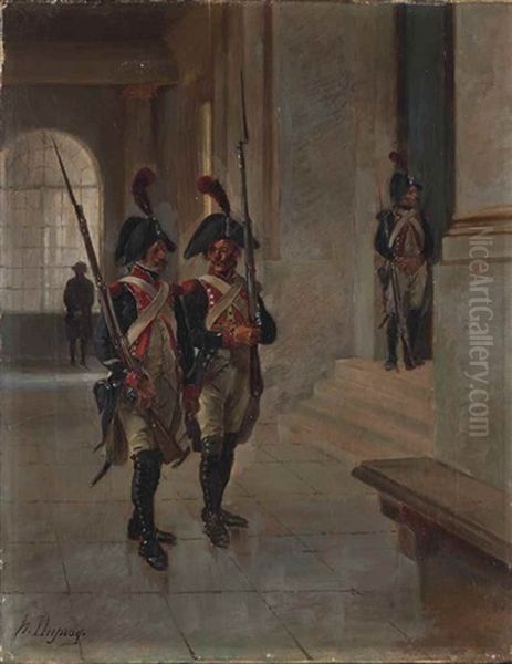 Deux Gardes Napoleoniens Oil Painting by Henri Louis Dupray