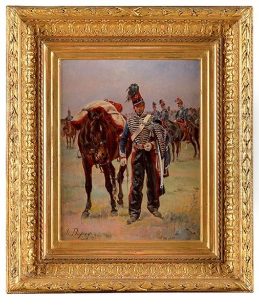 Hussard Et Son Cheval Oil Painting by Henri Louis Dupray