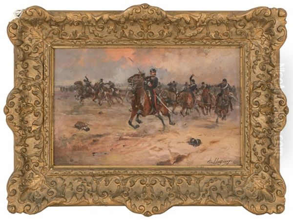 French Cavalry Charge Oil Painting by Henri Louis Dupray