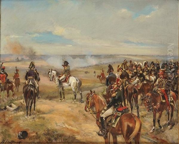 Napoleon 1er Et Son Etat Major Sur Un Champs De Bataille Oil Painting by Henri Louis Dupray