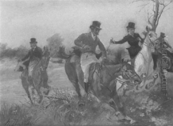 Scene De Chasse A Courre Oil Painting by Henri Louis Dupray