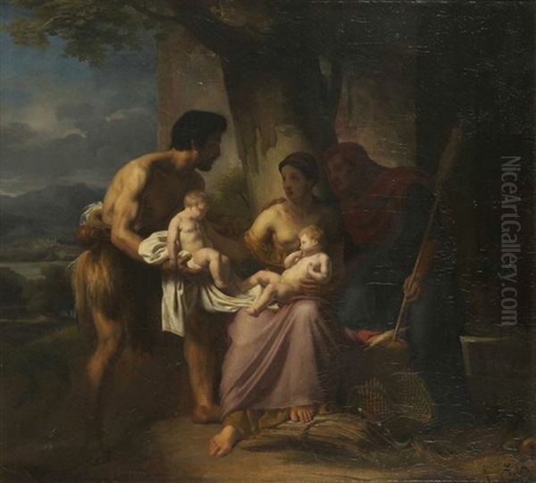 Le Berger Faustule Apportant A Sa Femme, Remus Et Romulus Qu'il Vient De Trouver Sous Un Figuier, Au Bord Du Tibre Oil Painting by Francois Xavier Dupre