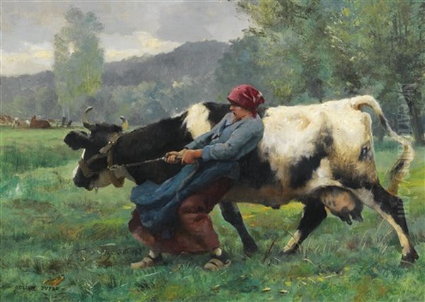 The Stubborn Cow Oil Painting by Julien Dupre