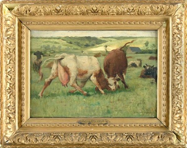 Combat De Vaches Oil Painting by Julien Dupre