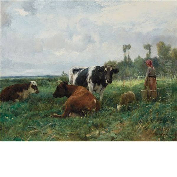 Paysage Avec Animaux Oil Painting by Julien Dupre