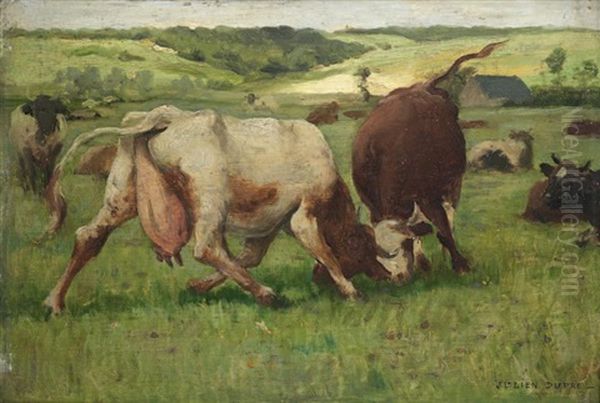 Troupeau De Vaches Oil Painting by Julien Dupre