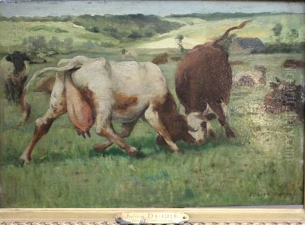 Vaches Aux Pres Oil Painting by Julien Dupre