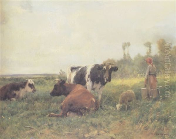 Milkmaid With Her Cattle by Julien Dupre