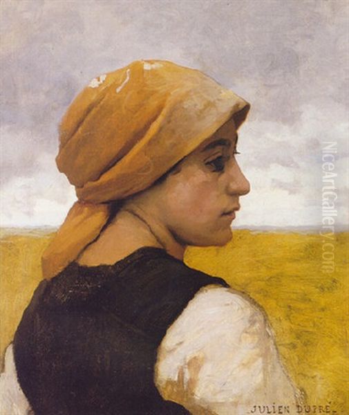 Peasant Woman In Profil Oil Painting by Julien Dupre