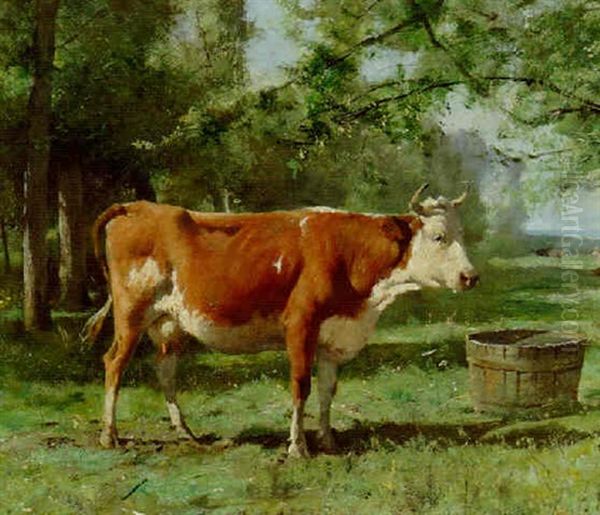 A Cow In A Sunny Meadow Oil Painting by Julien Dupre