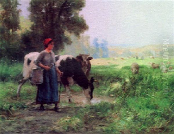 Watering The Cattle Oil Painting by Julien Dupre