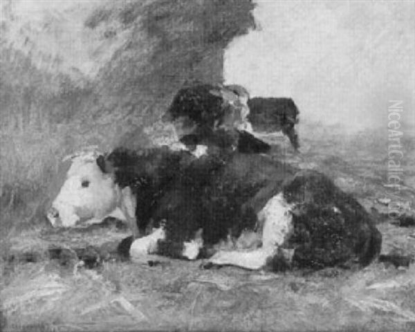 Les Vaches A L'etable Oil Painting by Julien Dupre