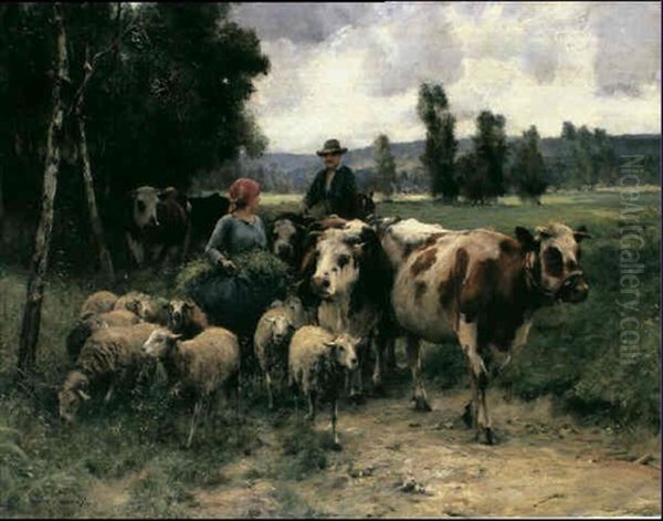 Returning From Market Oil Painting by Julien Dupre