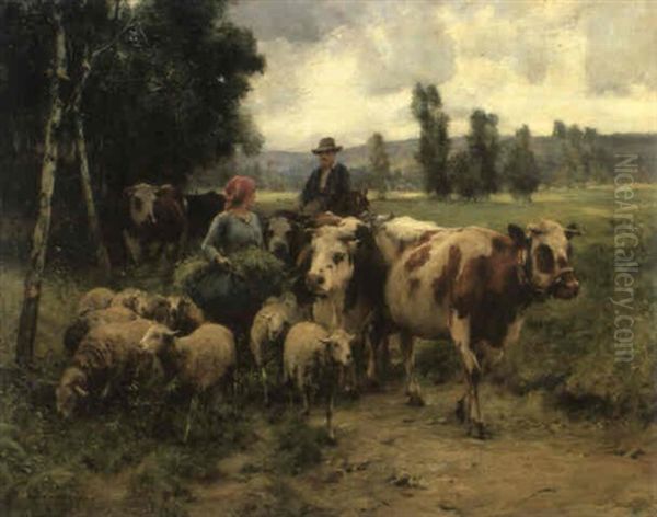 Returning From Market Oil Painting by Julien Dupre