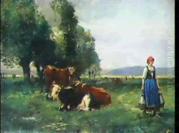 Pastoralt Landskap Oil Painting by Julien Dupre