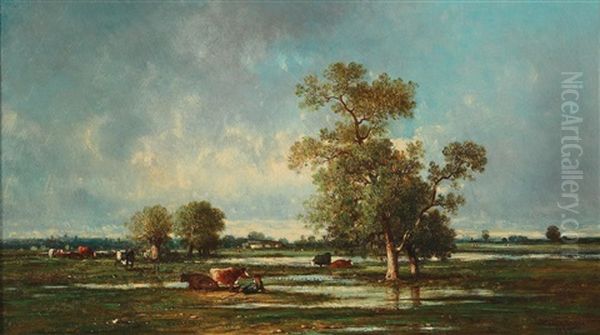 Landscape With Pasture Oil Painting by Leon Victor Dupre