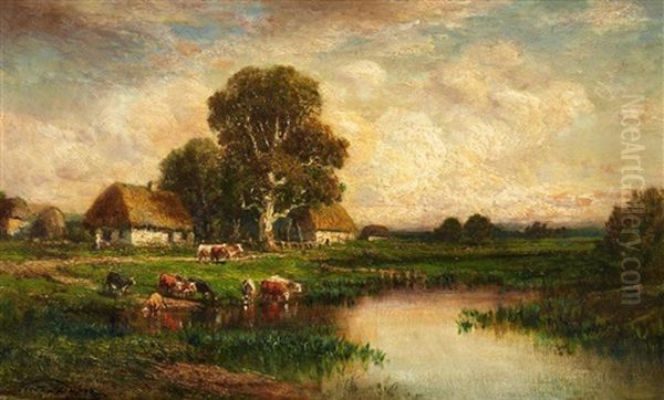 Weiher Vor Den Grosen Gehoften Oil Painting by Leon Victor Dupre