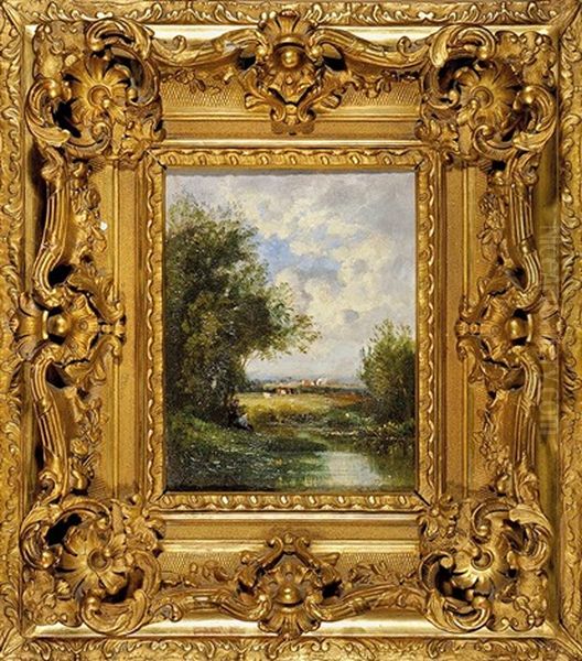 Paysages Animes (2 Works) Oil Painting by Leon Victor Dupre