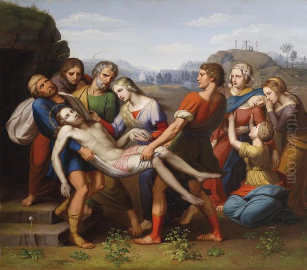 The Entombment Of Christ Oil Painting by Josef Arnold