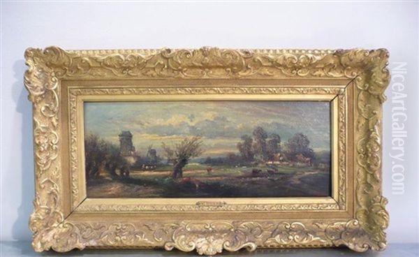 Paysage Aux Moulins Oil Painting by Leon Victor Dupre