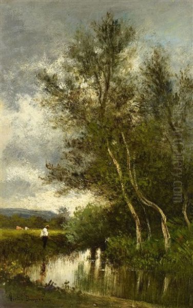 Angler Am Bach Oil Painting by Leon Victor Dupre