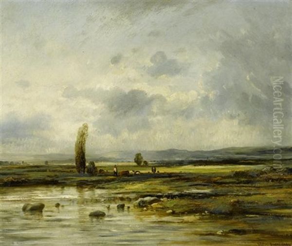 Weite Landschaft Mit Einem Hirten Oil Painting by Leon Victor Dupre