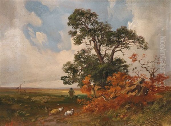 Schafhirte In Weiter Landschaft Oil Painting by Leon Victor Dupre