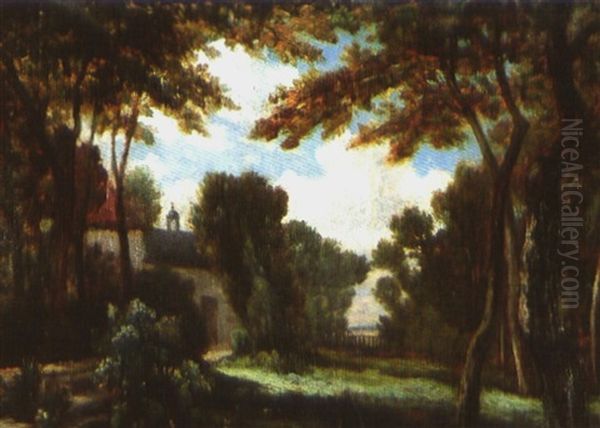 Parklandschaft Mit Haus Oil Painting by Leon Victor Dupre