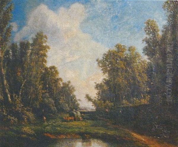 Paysage A Barbizon Oil Painting by Leon Victor Dupre