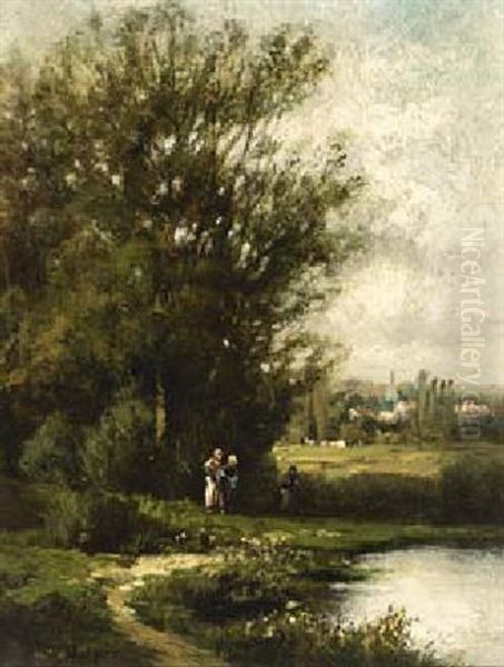 Bord D'une Riviere Oil Painting by Leon Victor Dupre