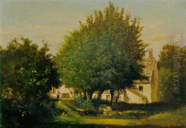 Gehoft Zwischen Baumen Oil Painting by Leon Victor Dupre